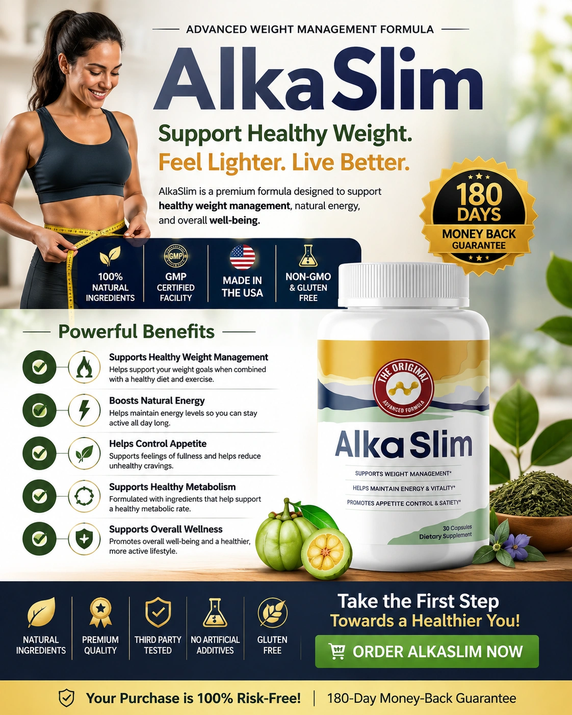 AlkaSlim Premium Natural Weight Management Supplement Bottle